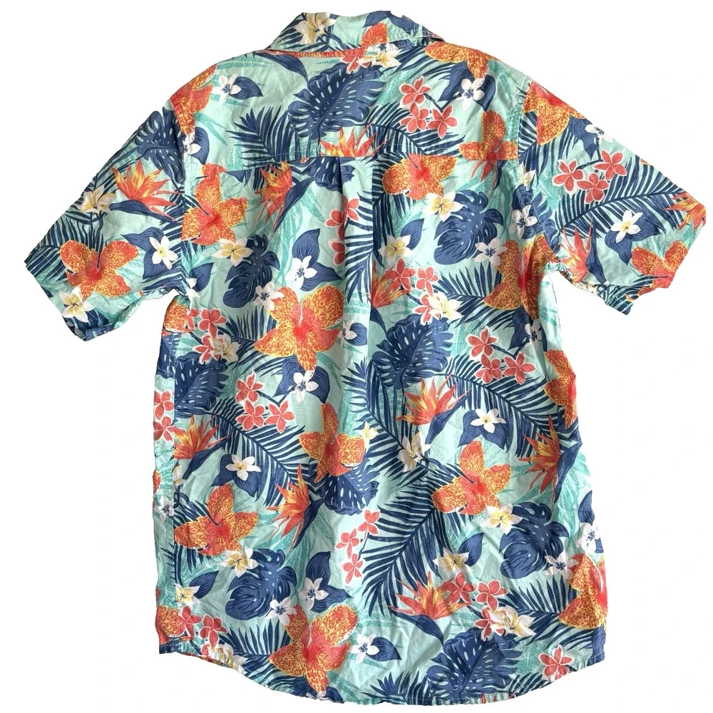 The Childrens Place Boys Large 10-12 Tropical Hawaiian Button Up Shirt Cotton